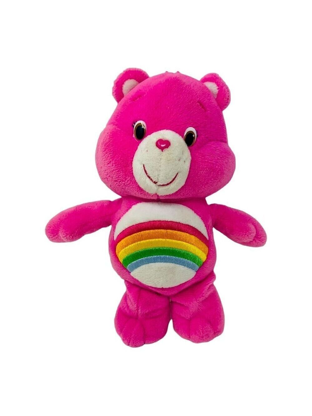 Care Bears Cheer Bear Plush Hot Pink Rainbow Stomach 2014 Just Play Soft Toy 10"